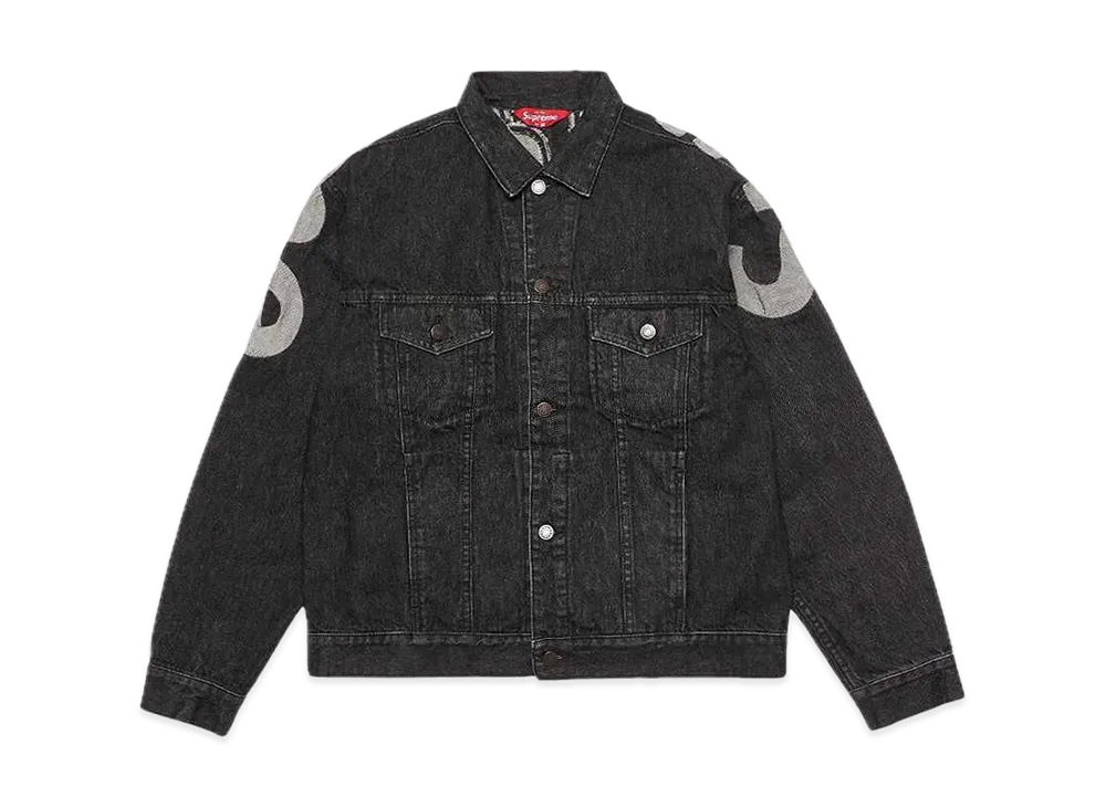 Supreme Inset Logo Denim Trucker Jacket "Black"