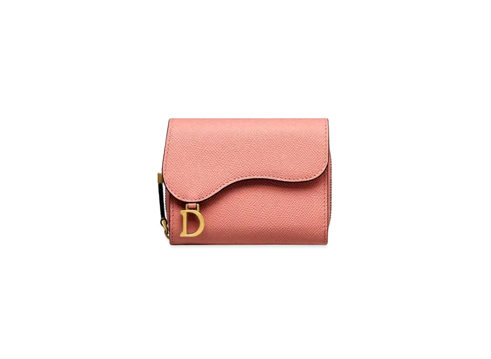Dior Saddle Compact Wallet "Peach Blossom Pink"