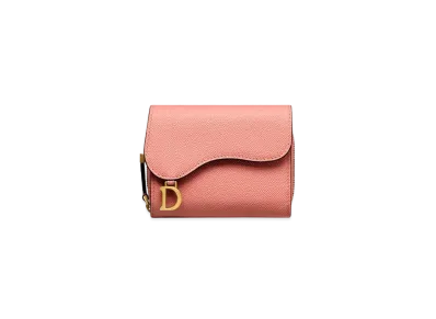 Dior Saddle Compact Wallet "Peach Blossom Pink"