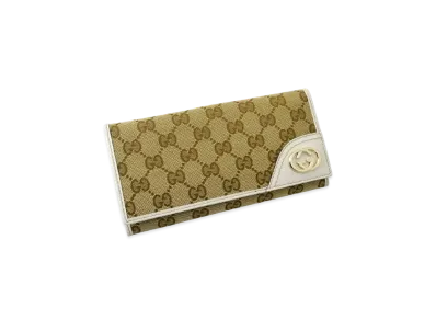 GUCCI GG Canvas W Hook Wallet "Beige/Ivory"