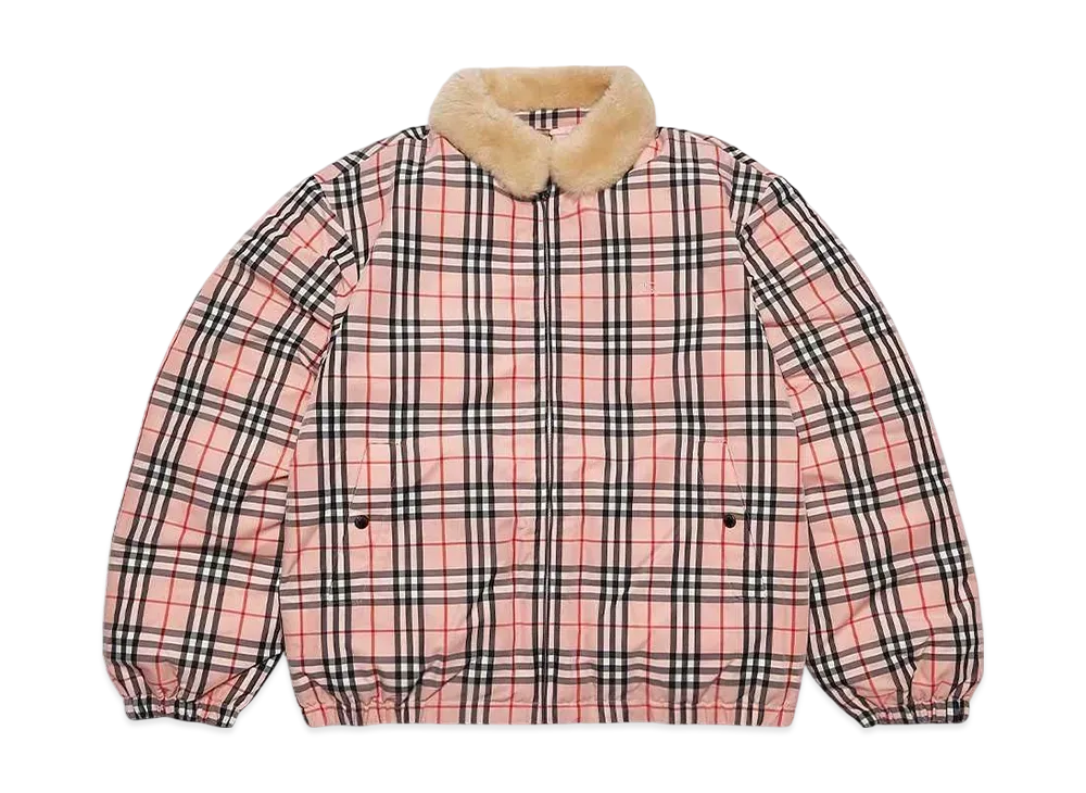 Supreme / Burberry Shearling Collar Down Puffer Jacket "Pink"