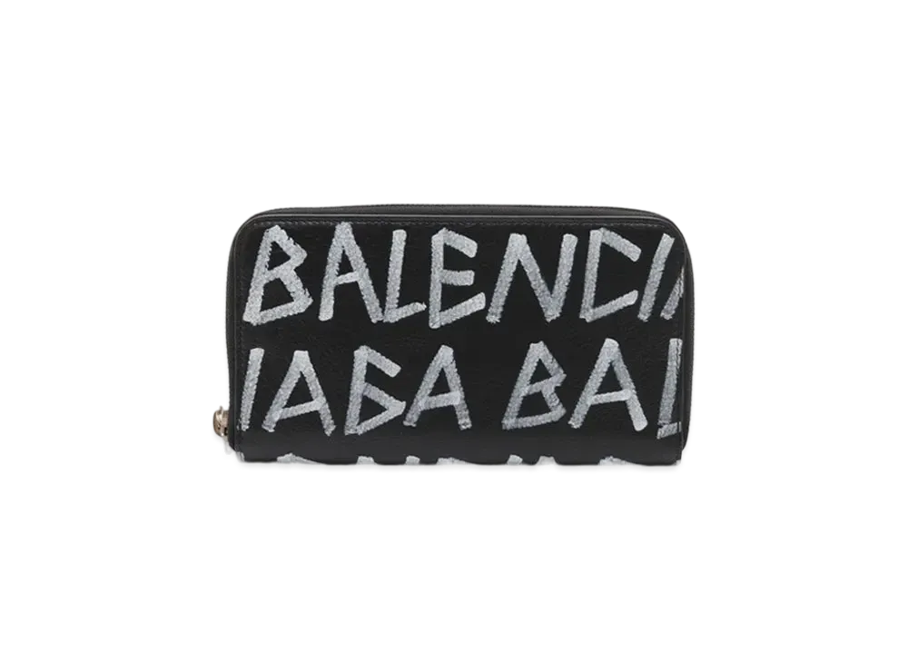 BALENCIAGA Graffiti Round Zipper Wallet ”Black”