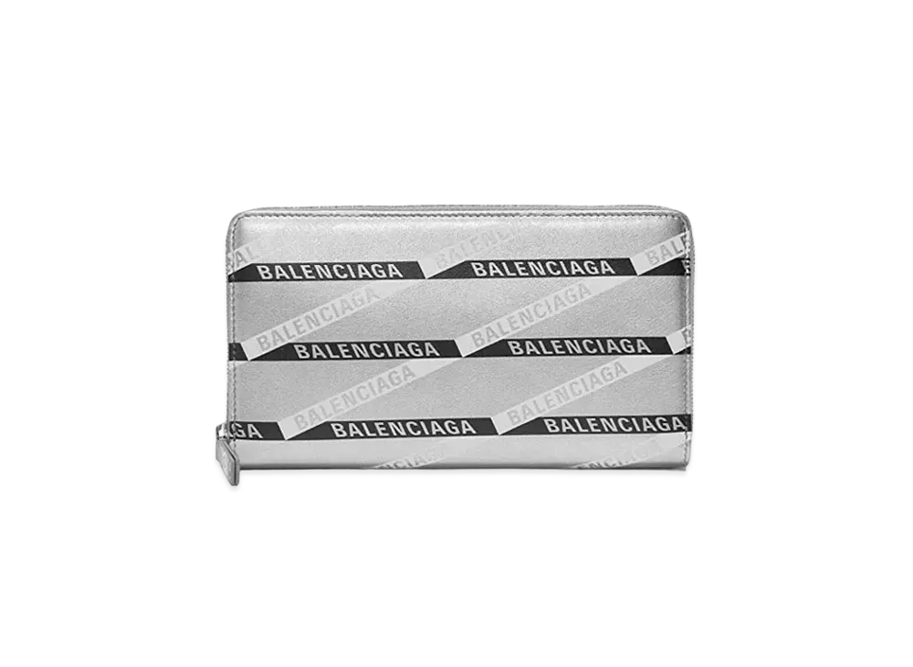 バレンシアガ エブリデイ モノグラム ラウンドファスナーウォレット "シルバー" 551935 00T0N 1480