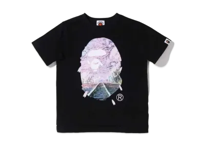 A BATHING APE SAKURA PHOTO APE HEAD TEE KIDS "Black"