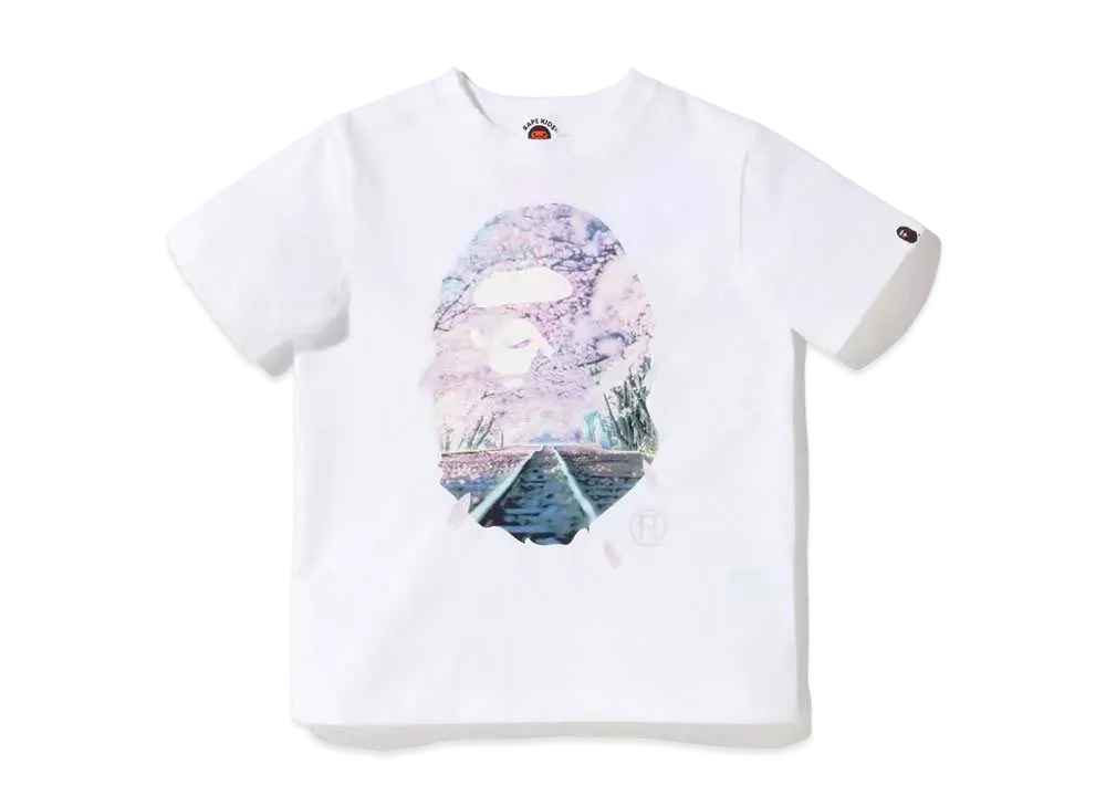 A BATHING APE SAKURA PHOTO APE HEAD TEE KIDS "White"