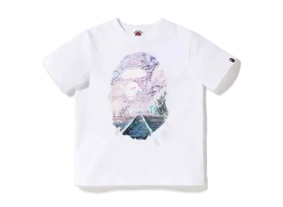A BATHING APE SAKURA PHOTO APE HEAD TEE KIDS "White"