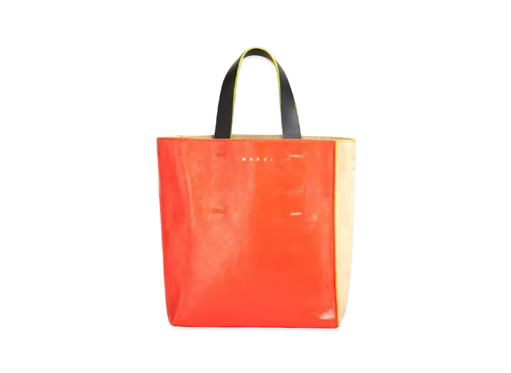 Marni Museo Soft Bucket Bag In Beige And Orange Calfskin "Tulip/Cement/Black"