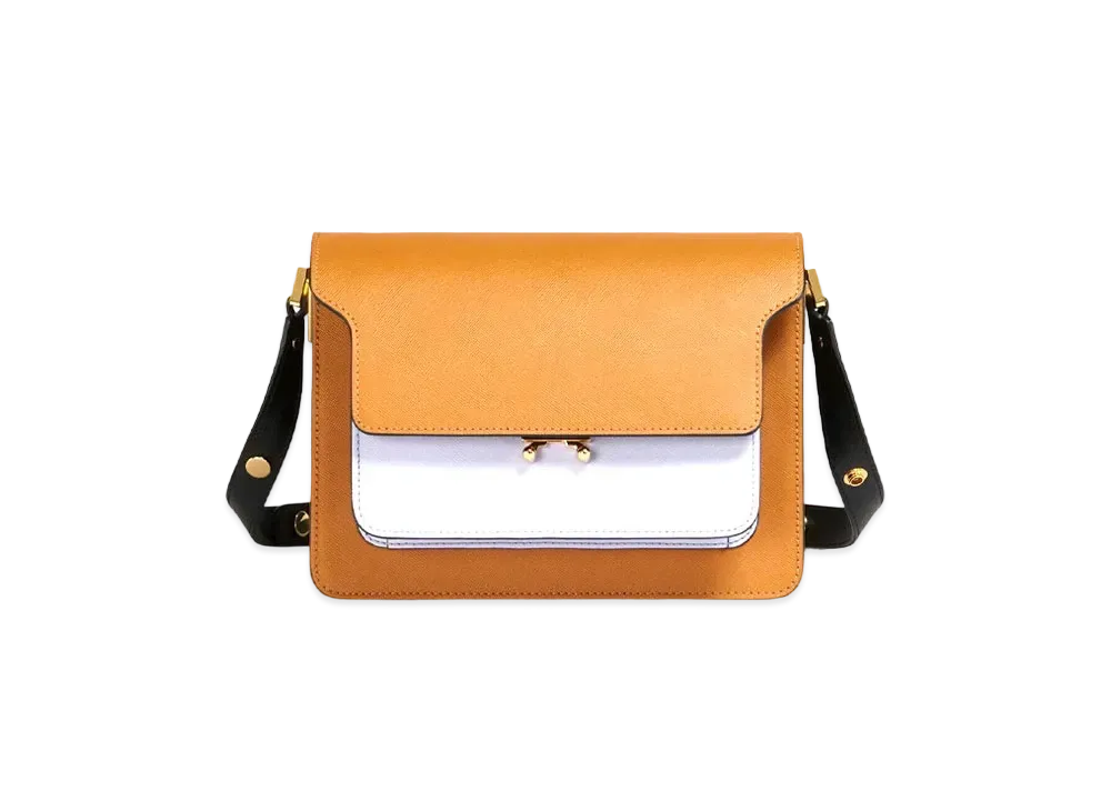 Marni Trunk Bag In Saffiano Brown Lilac And Black "Dijon/Lilac/Black"