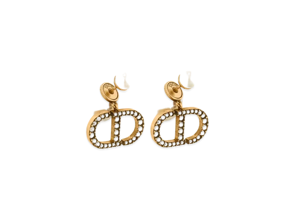 Dior Logo Tribal Earrings Gold Crystal
