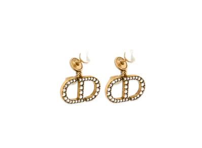 Dior Logo Tribal Earrings Gold Crystal