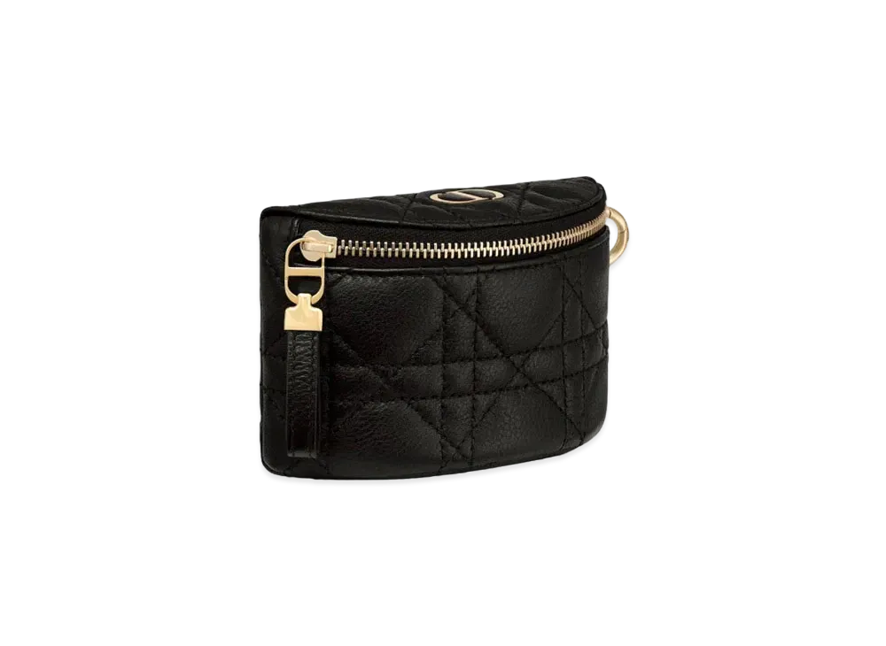 Dior Caro Half Moon Detachable Coin Case "Black"