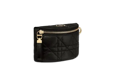 Dior Caro Half Moon Detachable Coin Case "Black"