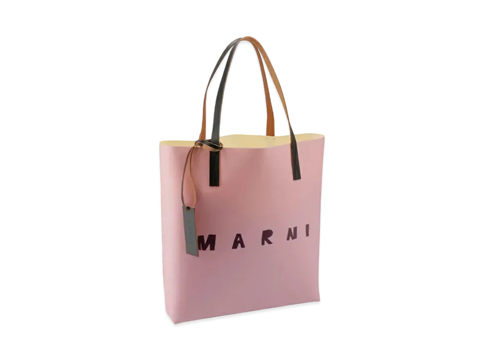 Marni PVC Shopping Bag Leather Handle With Marni Logo "Light Rose"