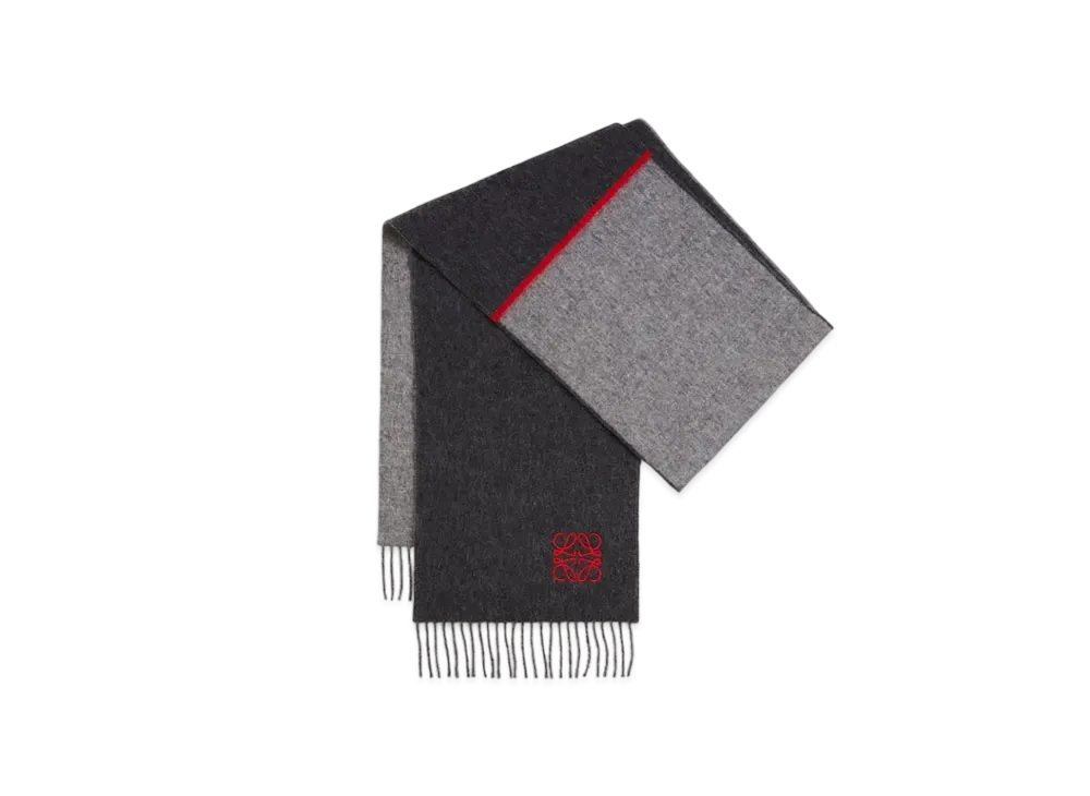 LOEWE Window Scarf In Wool And Cashmere ”Gray/Black”