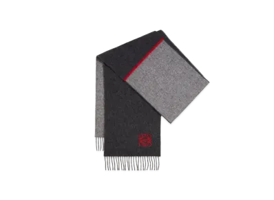 LOEWE Window Scarf In Wool And Cashmere ”Gray/Black”