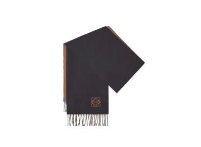 LOEWE Bicolor Scarf Wool & Cashmere "Navy/Brown"