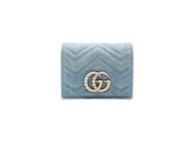 GUCCI GG Marmont Denim Compact Wallet