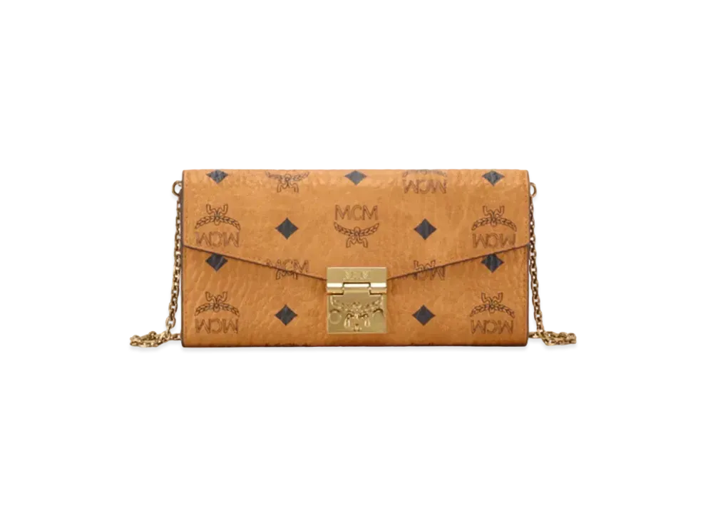 MCM Tracy Crossbody Wallet in Visetos "Cognac"