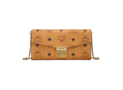 MCM Tracy Crossbody Wallet in Visetos "Cognac"