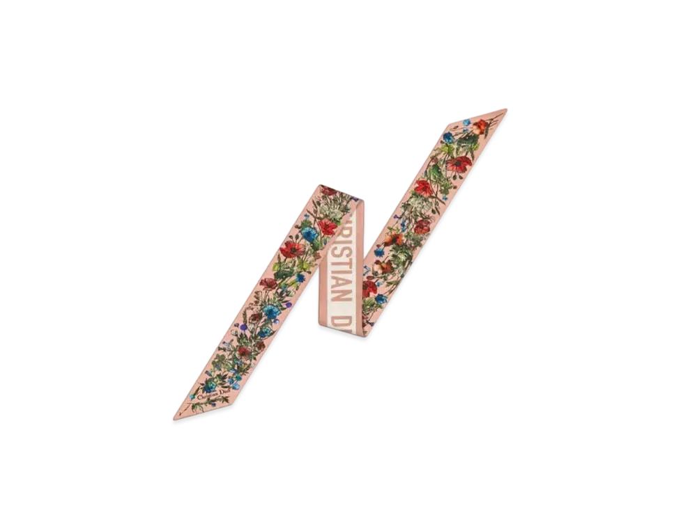 Dior D-MILLEFIORI Mitza Scarf Silk Twill "Pink"
