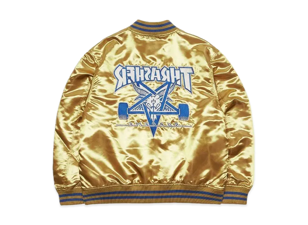 シュプリーム スラッシャー サテン バーシティ ジャケット "ゴールド"