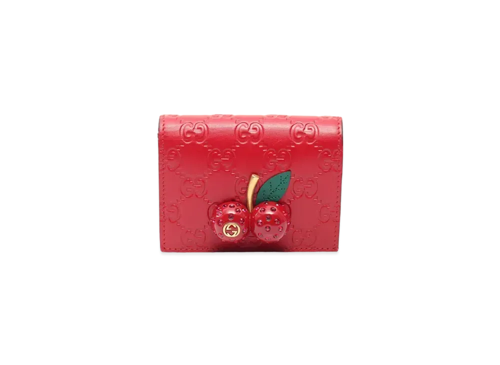 GUCCI Cherry Signature Card Case "Red"