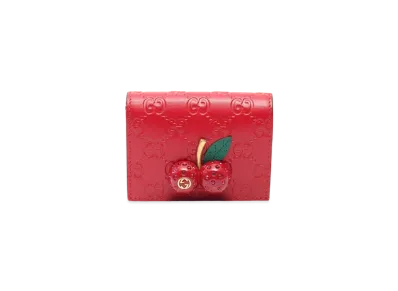 GUCCI Cherry Signature Card Case "Red"