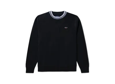 Noah Jacquard Polka Dot Collar Crewneck "Black"