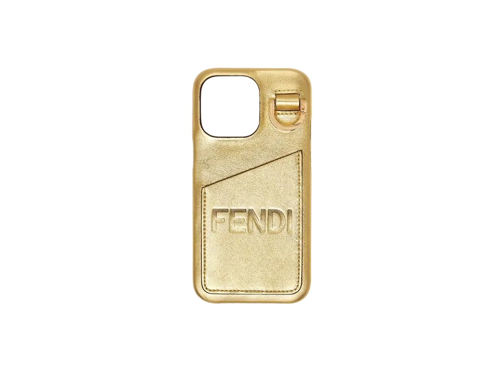 FENDI iPhone 13 Pro Leather Case "Gold"