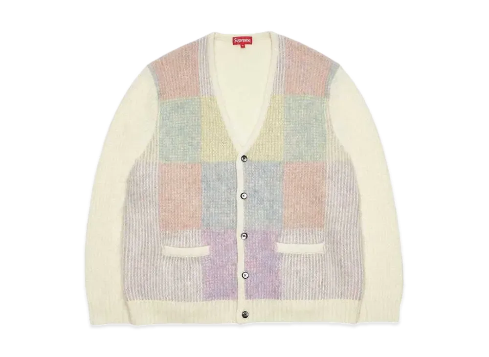 Supreme Brushed Grid Cardigan "White"