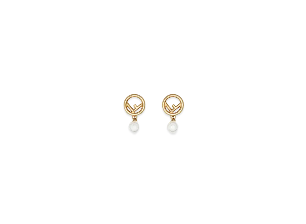 FENDI F Is Fendi Earrings White Pearl "Gold"