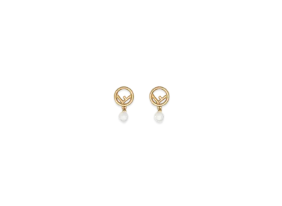 FENDI F Is Fendi Earrings White Pearl "Gold"