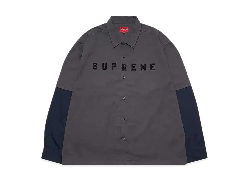 シュプリーム ツートン ワーク シャツ "グレー"