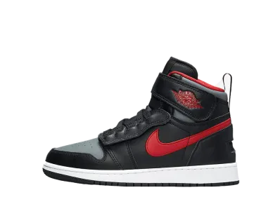 ナイキ GS エアジョーダン1 ハイ フライイーズ "ブラック/スモークグレー/ホワイト/ジムレッド"