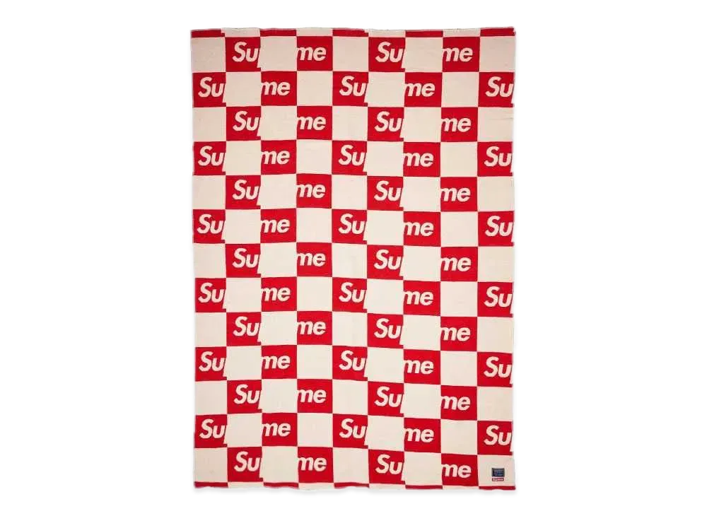 Supreme x Faribault Woolen Mill Checkerboard Wool Throw "Red"