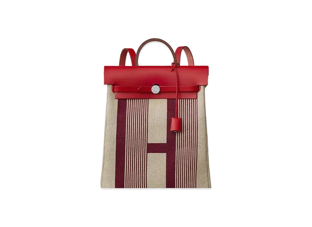 Hermes Herbag a dos Zip retourne backpack "Bordeaux/Ficelle/Rouge"