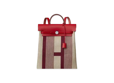 Hermes Herbag a dos Zip retourne backpack "Bordeaux/Ficelle/Rouge"