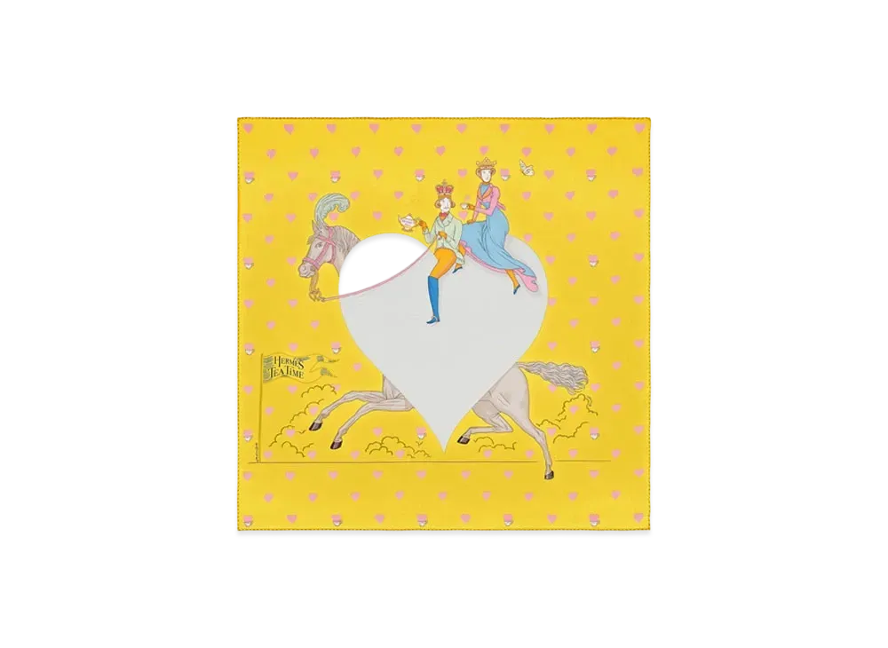 Hermes Tea Time Scarf 70 "Jaune Vif/Gris Perle/Rose Bonb"