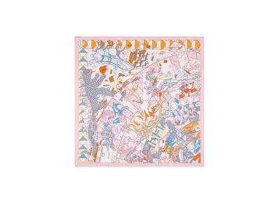 Hermes L'Epopee D'Hermes Detail Scarf 70 "Rose Buvard/Orange/Bleu"