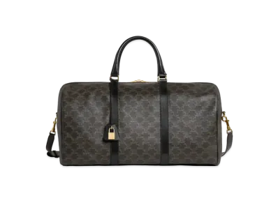 CELINE Large Travel Triomphe Canvas & Calfskin "Black"