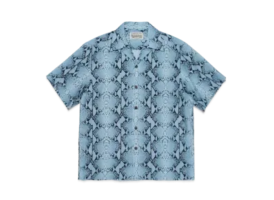WACKO MARIA PYTHON OPEN COLLAR SHIRT "Blue"
