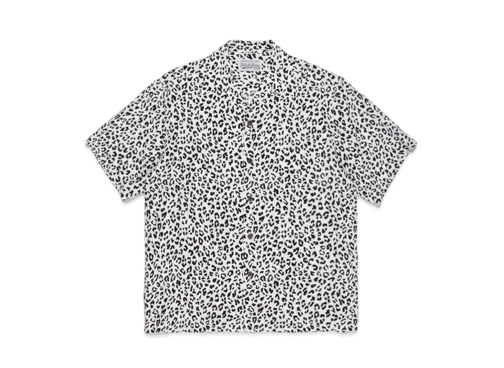 WACKO MARIA LEOPARD OPEN COLLAR SHIRT "White"