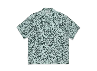 WACKO MARIA LEOPARD OPEN COLLAR SHIRT "Blue"