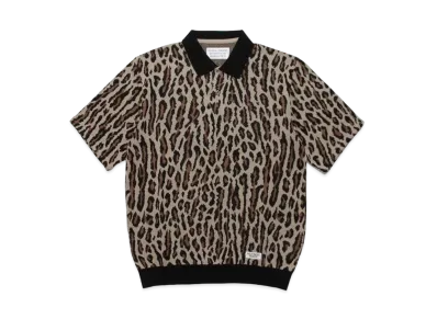 WACKO MARIA LEOPARD KNIT JAQUARD POLO SHIRT "Beige"