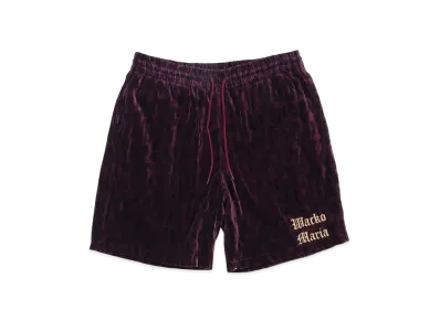 WACKO MARIA LEOPARD VELVET SHORTS "Burgundy"