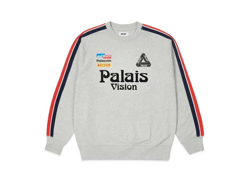 PALACE FLAG STRIPE CREW "Grey Marl"