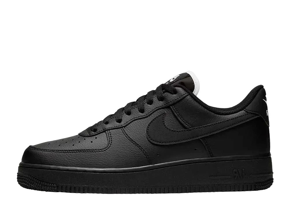Nike Air Force 1 Low "Triple Black" (White Tongue)