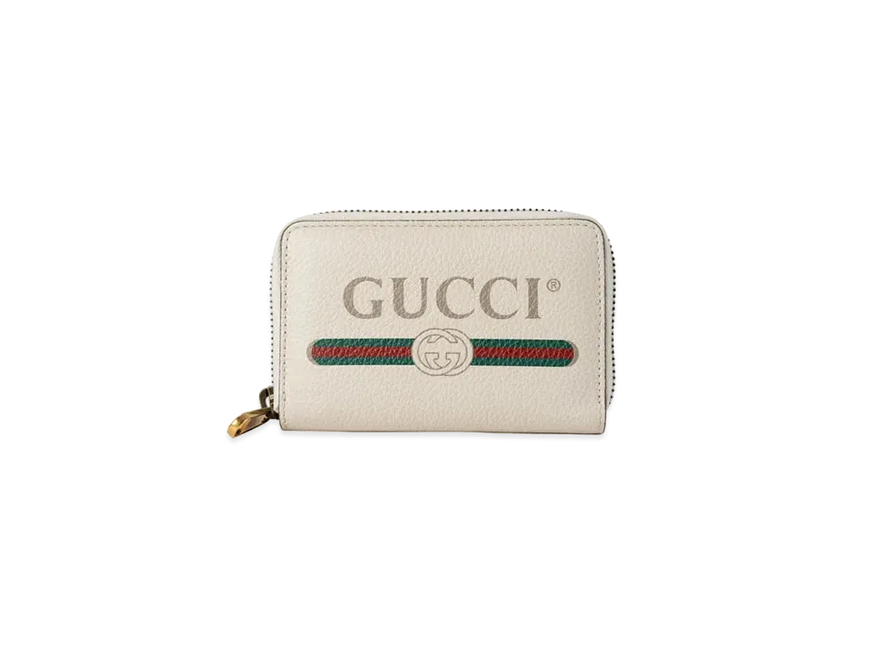 GUCCI Vintage Logo Print Coin Case "White"