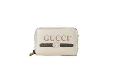 GUCCI Vintage Logo Print Coin Case "White"