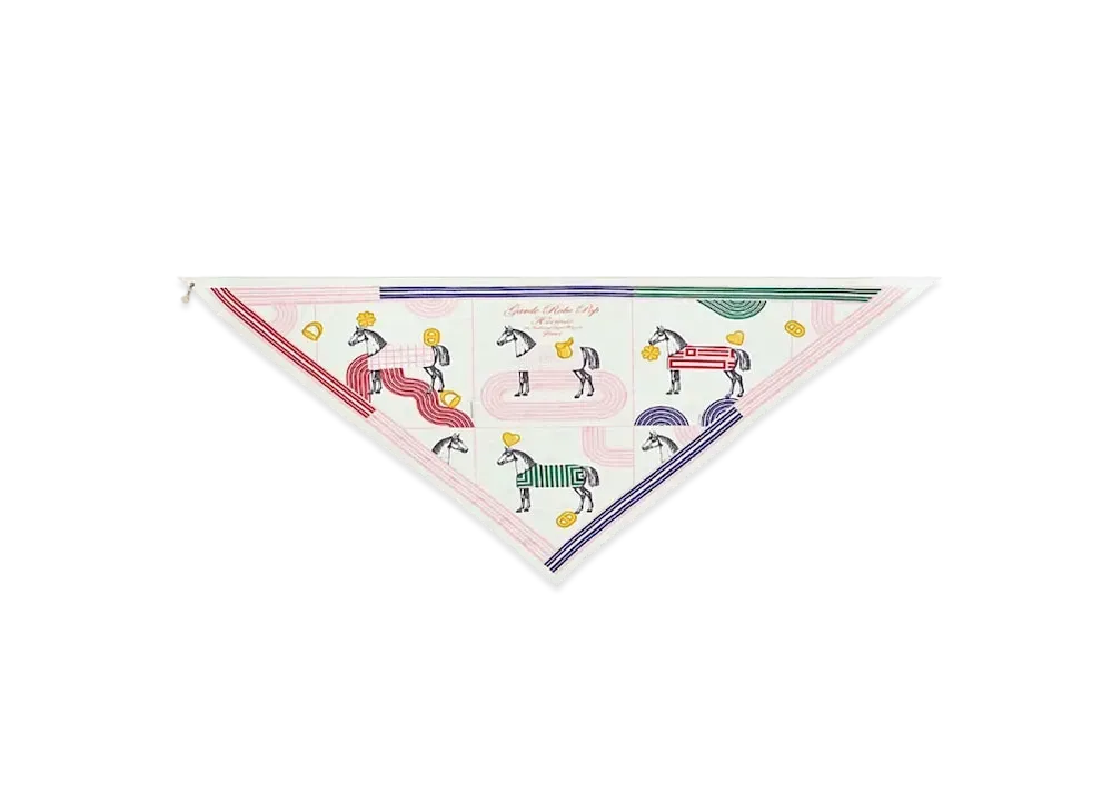 Hermes Garde-Robe Pop Charm Triangle 70 "Multicolore/Blanc"